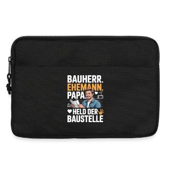Hero of the construction site – dad, husband & builder - Laptop bag 13" - black - Front