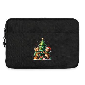 Winterbären am Weihnachtsbaum - Laptoptasche 13" - Schwarz - Vorne