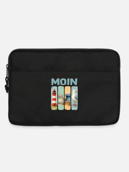 Moin Leuchtturm Robbe Strandkorb Möwe Küste - Laptoptasche 13" - Schwarz
