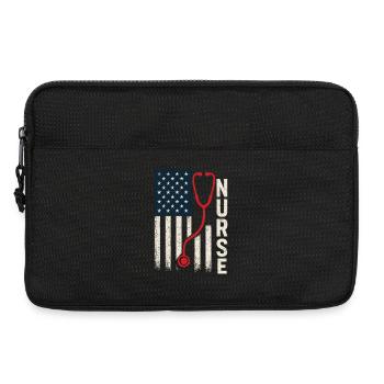 US Flag Nurse Stethoscope Vintage Style - Laptop bag 13" - black - Front
