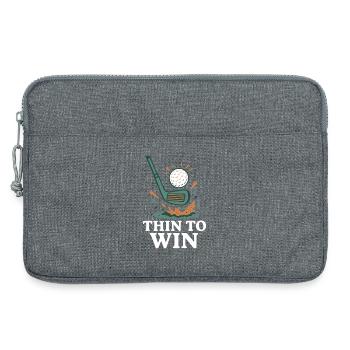 Thin To Win Funny Golf Player Design - Laptop bag 13" - heather grey - Front