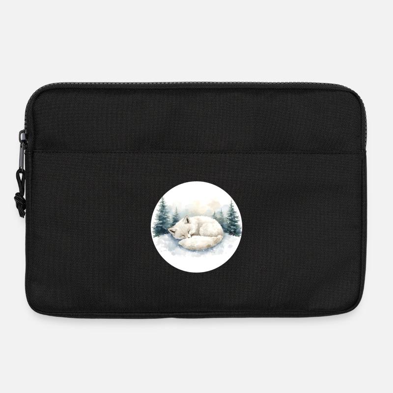 Polarfuchs Schneeschlaf Aquarell - Laptoptasche 13" - Schwarz