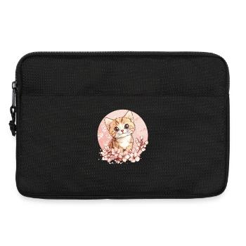 Chatons dans le cercle des cerisiers en fleurs - Sacoche pour ordinateur portable 13 pouces - noir - Devant