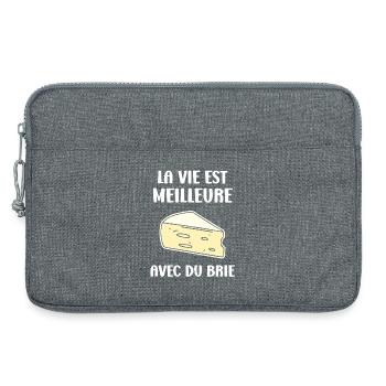 Humour fromage brie - Sacoche pour ordinateur portable 13 pouces - gris chiné - Devant