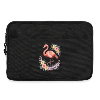 Tropischer Flamingo mit Blumen - Laptoptasche 13" - Schwarz - Vorne