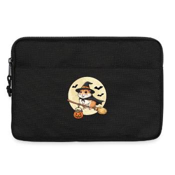 Cute Hamster Witch Halloween Pumpkin Full Moon - Laptop bag 13" - black - Front