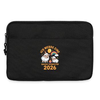 Ich werde eine grosse Schwester 2026 Schaf Lamm - Laptoptasche 13" - Schwarz - Vorne