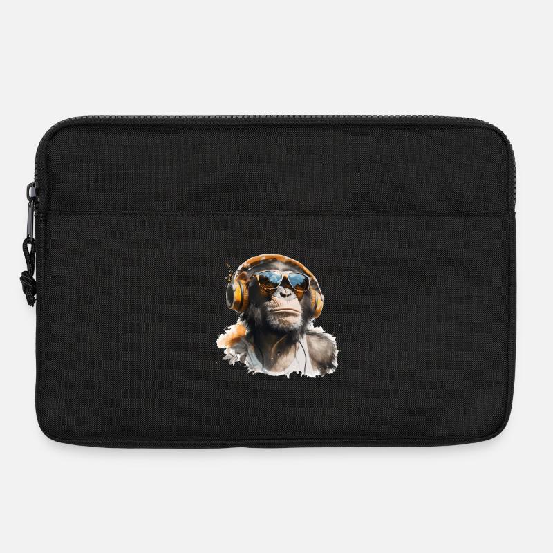 Affe mit Kopfhörern und Sonnenbrille - Laptoptasche 13" - Schwarz