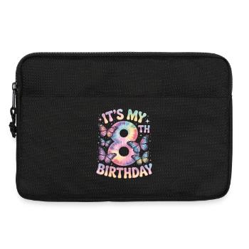 8. Geburtstag Regenbogen Schmetterling Deko - Laptoptasche 13" - Schwarz - Vorne