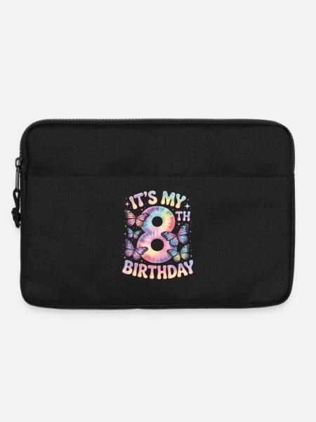8. Geburtstag Regenbogen Schmetterling Deko - Laptoptasche 13" - Schwarz