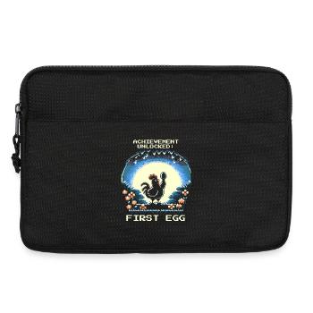 Premier œuf débloqué | Humour de joueur de poulet - Sacoche pour ordinateur portable 13 pouces - noir - Devant