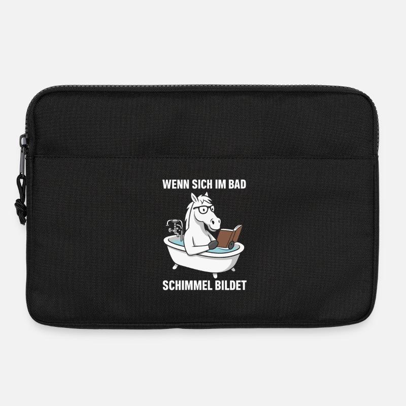 Badlesendes Pferd mit Schimmelwitz - Laptoptasche 13" - Schwarz