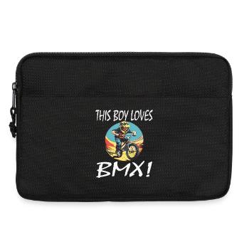 Boy Loves BMX – Motif d’action BMX - Sacoche pour ordinateur portable 13 pouces - noir - Devant