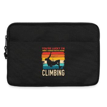 Kletterglück Spruch Hier Klettern - Laptoptasche 13" - Schwarz - Vorne