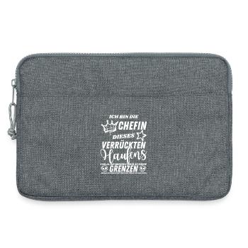 Chefin dieses verrückten Haufens – witziger Spruch - Laptoptasche 13" - Grau meliert - Vorne