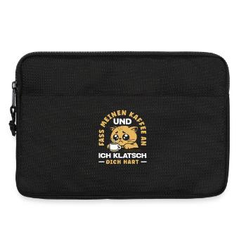 Lustige Katze Kaffee Spruch Büro Kaffeeliebhaber - Laptoptasche 13" - Schwarz - Vorne
