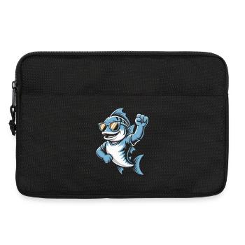 Requin avec des lunettes de soleil qui acclame - Sacoche pour ordinateur portable 13 pouces - noir - Devant