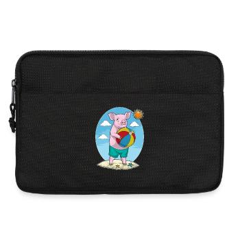 Schwein Strand Wasserball Sommer - Laptoptasche 13" - Schwarz - Vorne