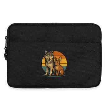 Wolf und Hase Retro - Laptoptasche 13" - Schwarz - Vorne
