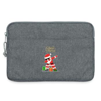 Drôle de Père Noël qui tamponne la neige - Sacoche pour ordinateur portable 13 pouces - gris chiné - Devant