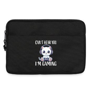 Gaming cat with headphones - Laptop bag 13" - black - Front