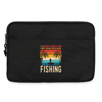 Fishing Retro Sunset Silhouette - Laptop bag 13" - black - Front