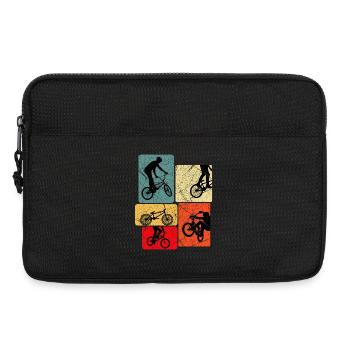 Retro Bicycle Silhouettes Pop Blocks - Laptop bag 13" - black - Front