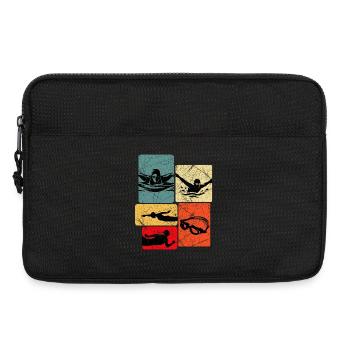 Vintage Schwimmer Silhouetten Muster - Laptoptasche 13" - Schwarz - Vorne