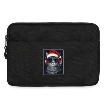 Coole DJ Katze mit Sonnenbrille Weihnachtsmütze - Laptoptasche 13" - Schwarz - Vorne