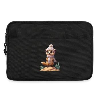 Suricate sur roche avec écharpe et chapeau - Sacoche pour ordinateur portable 13 pouces - noir - Devant