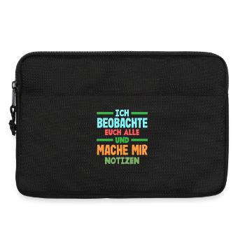 Je te surveille, je prends des notes, je prends de l’humour, au bureau, - Sacoche pour ordinateur portable 13 pouces - noir - Devant