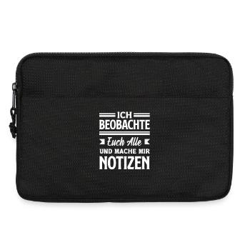 Je te surveille, je prends des notes, je prends de l’humour, au bureau, - Sacoche pour ordinateur portable 13 pouces - noir - Devant