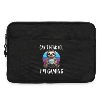 Paresseux gamer au coucher de soleil rétro - Sacoche pour ordinateur portable 13 pouces - noir - Devant