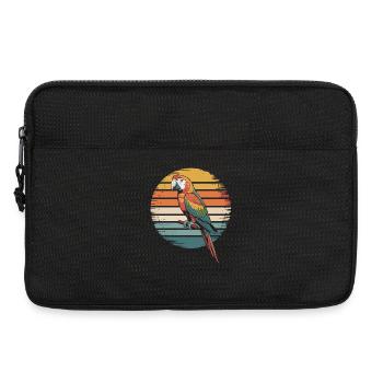 Bunter Papagei im Retro-Sonnenuntergang - Laptoptasche 13" - Schwarz - Vorne