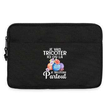 Ich werde hier und da stricken, ich werde überall stricken - Laptoptasche 13" - Schwarz - Vorne