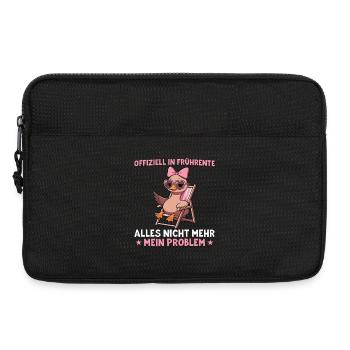 Frührente Ente im Liegestuhl - Altersteilzeit - Laptoptasche 13" - Schwarz - Vorne