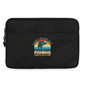Sorry I'm Late – Retro Fishing Humor - Laptop bag 13" - black - Front