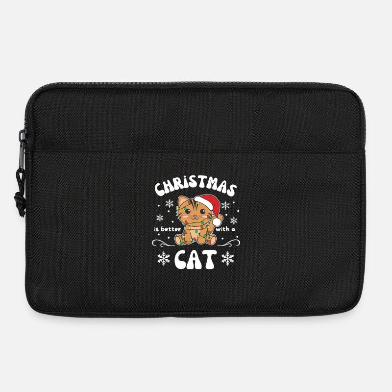 Weihnachten ist besser mit einer Katze - Laptoptasche 13" - Schwarz