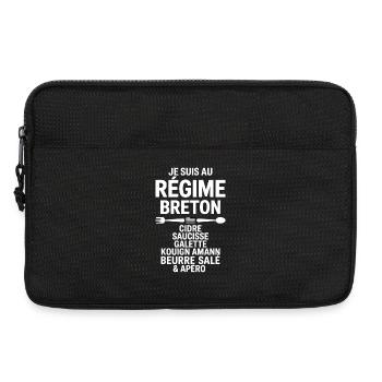 Régime Breton Humour Cidre Saucisse Galette Beurre - Sacoche pour ordinateur portable 13 pouces - noir - Devant
