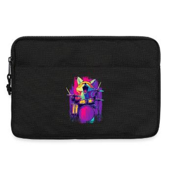 Wilder Fuchs am Schlagzeug - Rock Drummer Geschenk - Laptoptasche 13" - Schwarz - Vorne