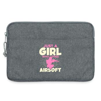 Juste une fille qui adore l’airsoft - Sacoche pour ordinateur portable 13 pouces - gris chiné - Devant