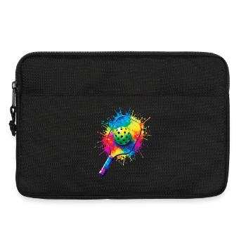 Pickleball Splash Art - Racket & Colored Ball - Laptop bag 13" - black - Front
