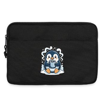 Kuschel-Pinguin mit heißem Kakao - Laptoptasche 13" - Schwarz - Vorne
