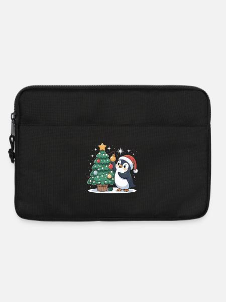 Pinguin schmückt Weihnachtsbaum - Laptoptasche 13" - Schwarz