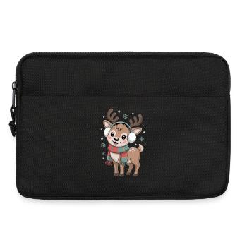 Winterliches Reh mit Schal und Ohrenwärmer - Laptoptasche 13" - Schwarz - Vorne