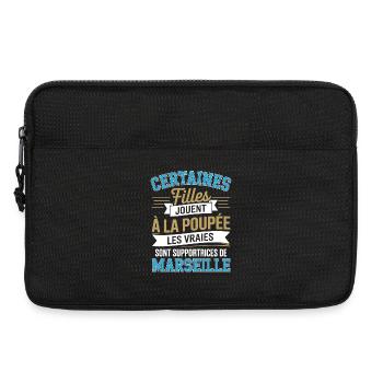 Humour Femme Supportrice Foot Marseille - Sacoche pour ordinateur portable 13 pouces - noir - Devant