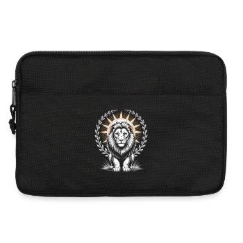 Majestic lion with laurel and sun wreath - Laptop bag 13" - black - Front