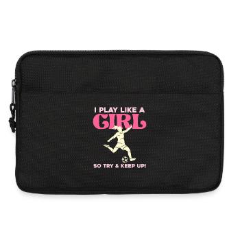 Je joue comme une fille - Puissance du football - Sacoche pour ordinateur portable 13 pouces - noir - Devant