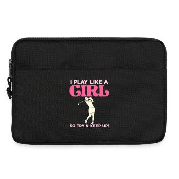 Je joue au golf comme une fille - Sacoche pour ordinateur portable 13 pouces - noir - Devant