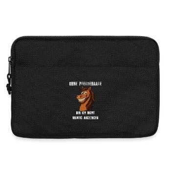 Ohne Pferdehaar – Pferdekarikatur - Freches Pferd  - Laptoptasche 13" - Schwarz - Vorne